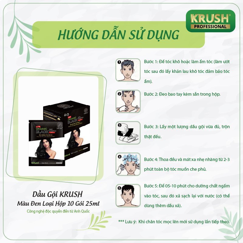 [Chính hãng] Dầu Gội Nhuộm Tóc Hữu Cơ Thiên Nhiên KRUSH - Màu Đen