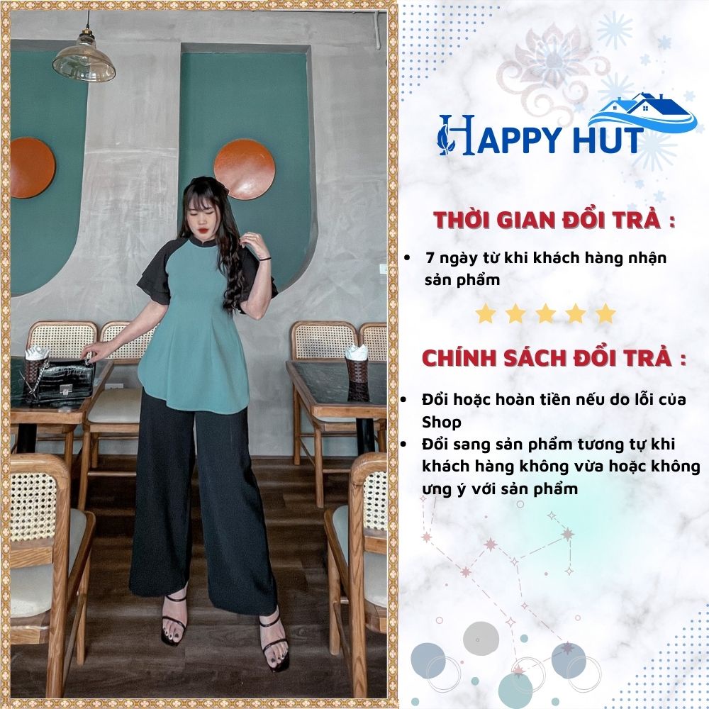 Đồ lam đi chùa bigsize cho nữ bộ quần áo form rộng sang trọng và trang nhã cho nàng từ  đi lễ HAPPY HUT B01