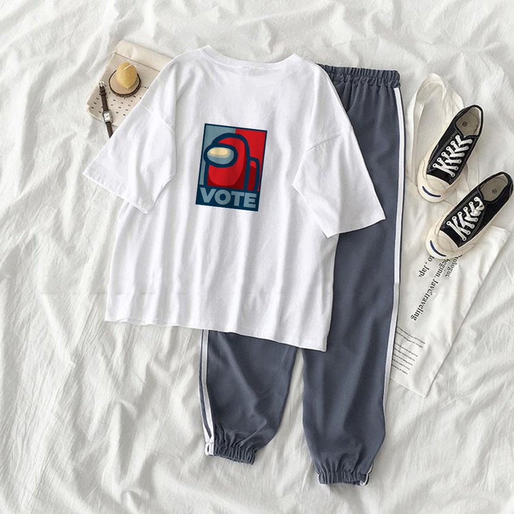 [FREESHIP-HÀNG LOẠI 1] Set Quần Jogger Line Phối Áo Thun Tay Lỡ VOTE Unisex S38