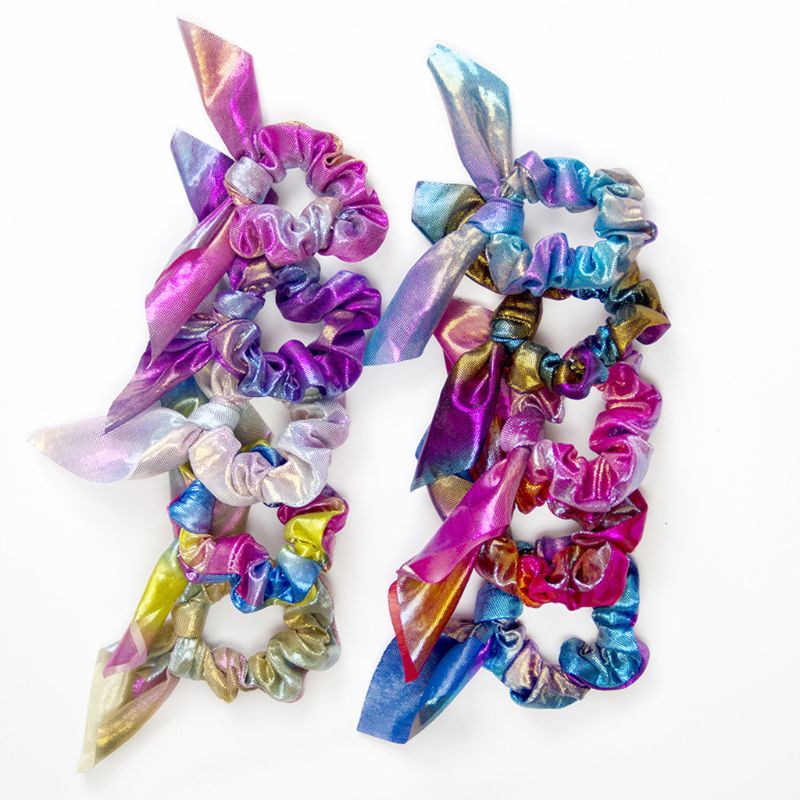 Dây Cột Tóc Scrunchies Màu Hologram Ánh Kim Cho Nữ