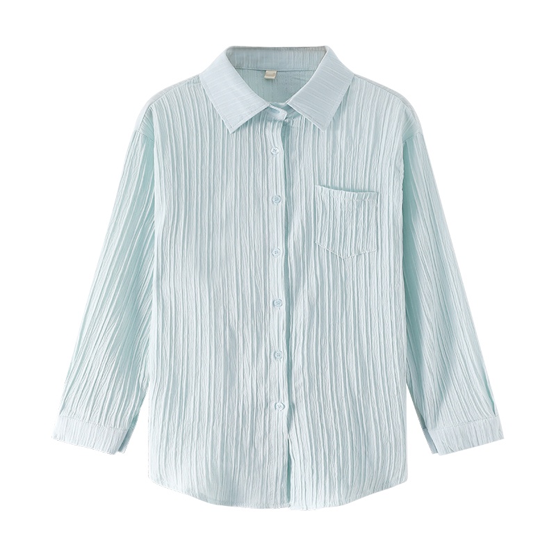Áo Sơ Mi Dài Tay Dáng Rộng Màu Trơn Thời Trang Mùa Hè Hàn Quốc Giản Dị Dành Cho Nữ