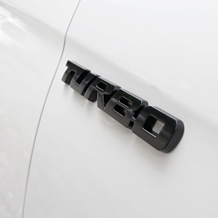 Decal tem chữ Turbo dán trang trí thân xe hoặc đuôi ô tô - Chất liệu: Hợp kim inox - HÀNG CÓ SẴN