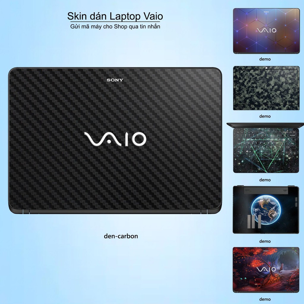 Skin dán Laptop Sony Vaio màu đen carbon (inbox mã máy cho Shop)