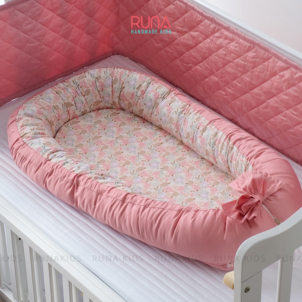 Nôi vải ngủ chung giường cho bé RUNA KIDS chất liệu vải Satin cao cấp mềm mịn thoáng mát an toàn cho da bé