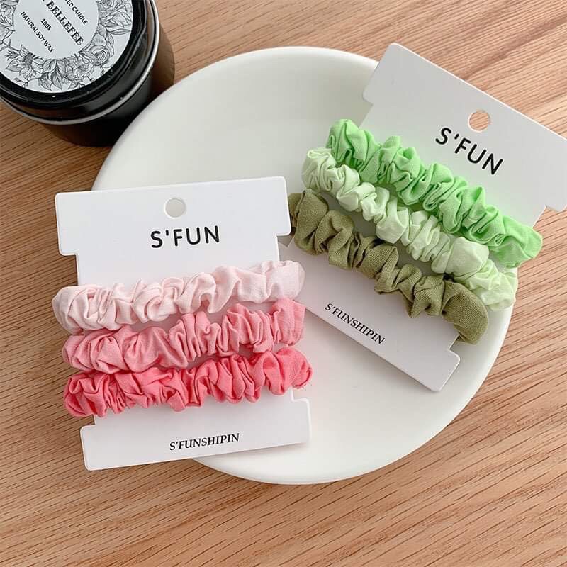 Set 3 chiếc chun cột tóc Scrunchies mini