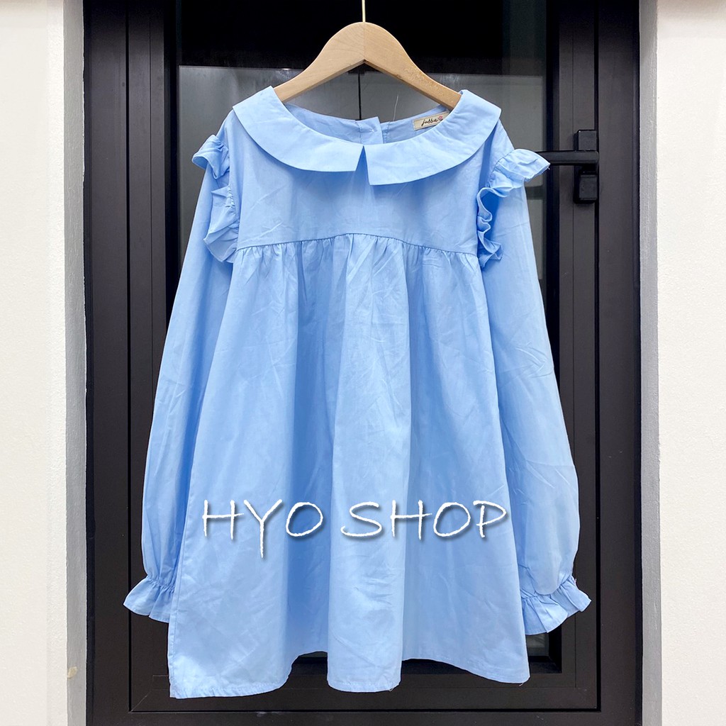 Áo bầu đẹp HYO công sở dáng babydoll dài tay chất Boi xinh Freesize dưới 70kg