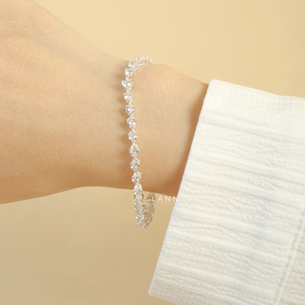 Lắc tay ổ đá tim BẠC S925 LANN B166