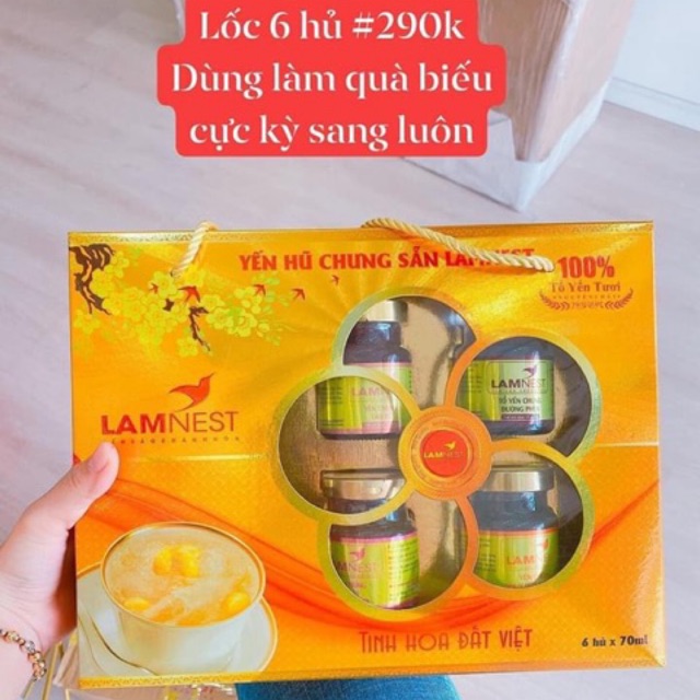 Lốc 6 hủ yến sào lamnest - quà biếu, 30% yến đậm đặc