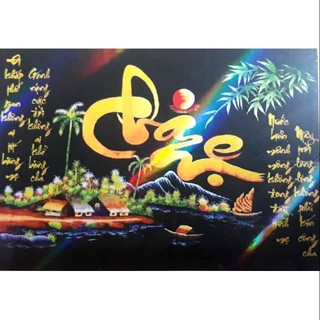 [ SALE] Tranh đính đá thư pháp cha mẹ 89x64cm