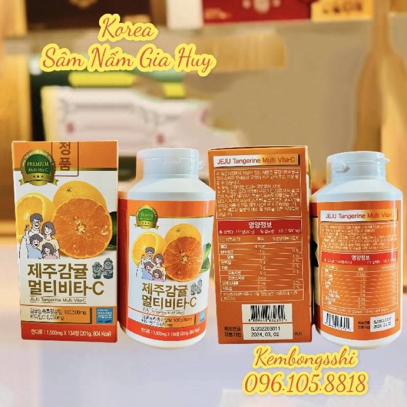 [HÀNG MỚI] Viên Vitamin C  JEJU Tangerine Multivita C Hàn Quốc mới nhất