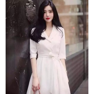 Đầm Cổ Vest Nữ 2 Màu Thu Đông Thanh Lịch Hiện Đại