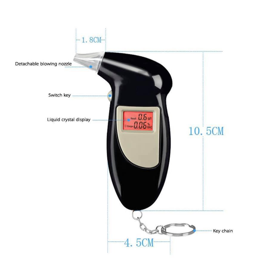 Máy kiểm tra nồng độ cồn mini hiển thị đèn led có móc khóa tiện lợi du lich , tester ancohol mini