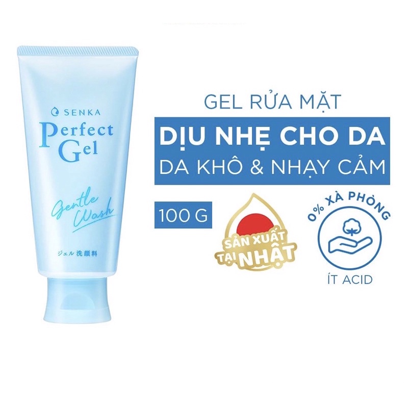 Gel rửa mặt dịu nhẹ dành cho da nhạy cảm Senka Perfect Gel Gentle Wash (100g)_