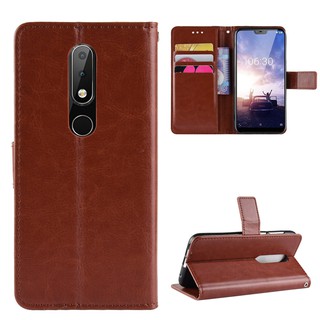 Bao da điện thoại có đế tựa phong cách retro cho Nokia 6.1 Plus/X6