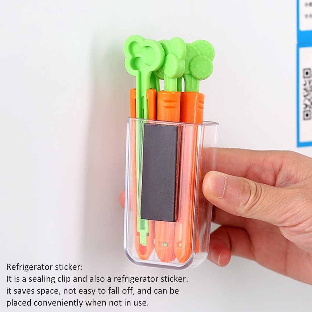 Set 5 kẹp túi thức ăn hình củ cà rốt dễ thương chống ẩm mốc có nam châm gắn tủ lạnh tiện dụng