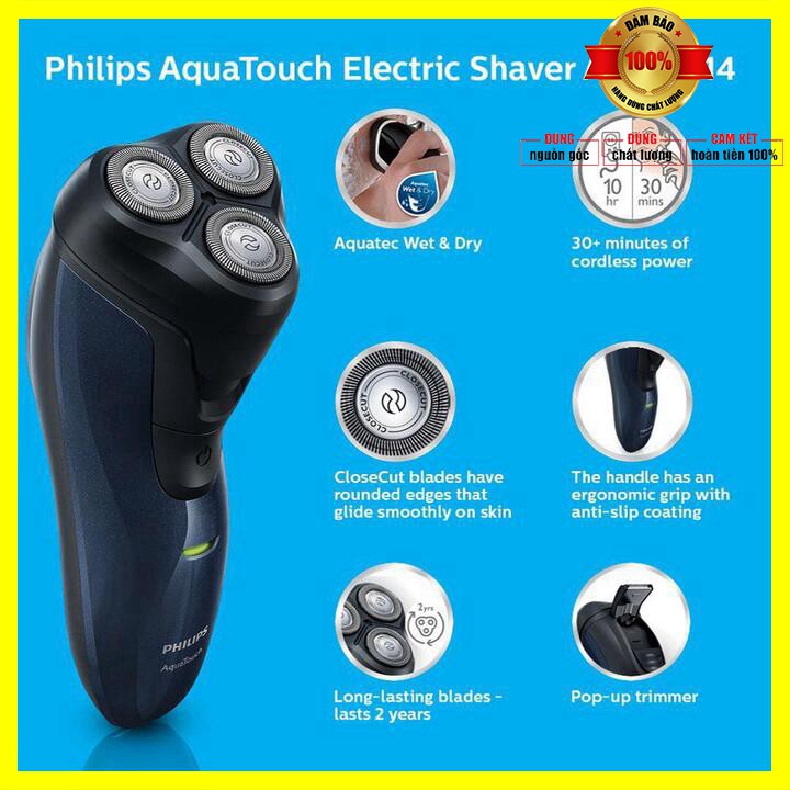 [ Bảo Hành 24 tháng] Máy cạo râu thương hiệu cao cấp Philips AT620 công suất 2W chống thấm nước