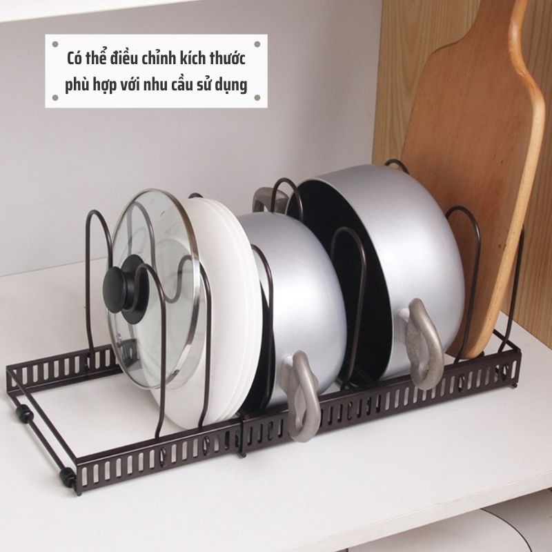 Giá úp nồi chảo có giá đỡ, kệ úp xoong nồi đa năng điều chỉnh được kích thước