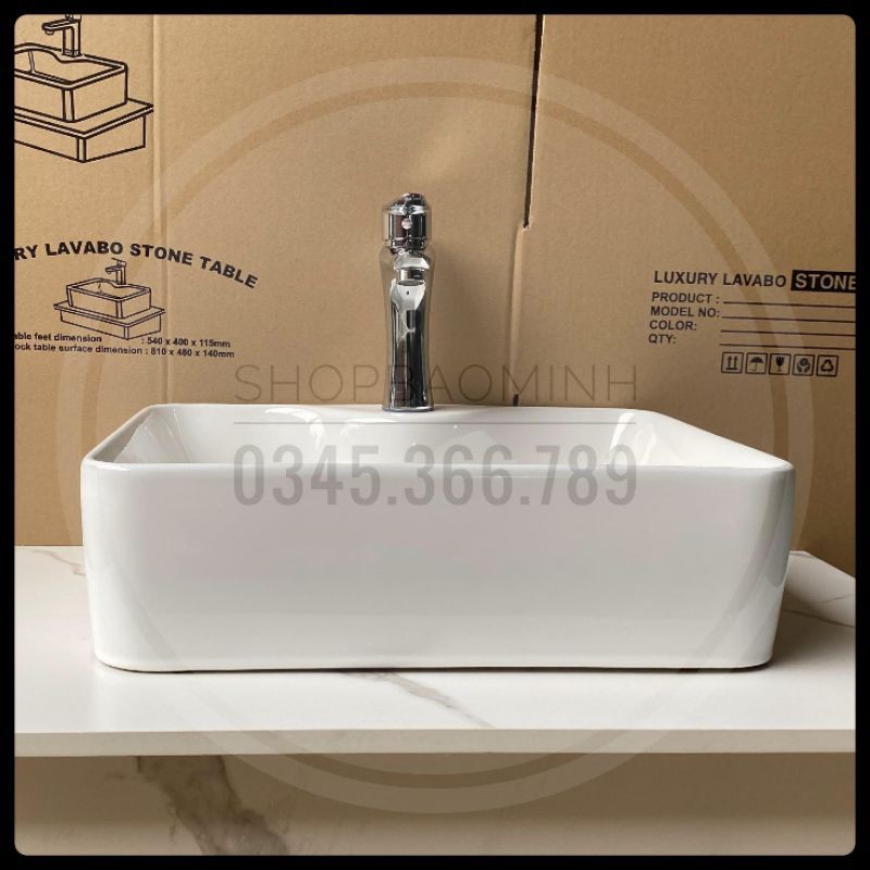 Chậu rửa mặt - Lavabo chữ nhật đặt bàn 609