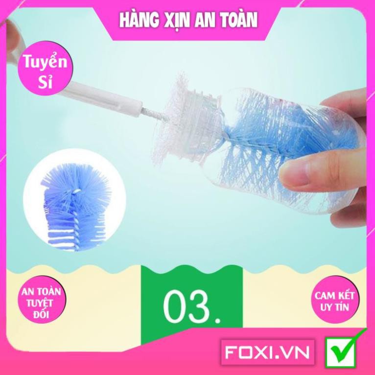 Bộ cọ rửa bình sữa cho bé Silicone Beedol cao cấp-tay cầm xoay 360 độ-cọ núm ti-cọ rửa ống hút-Giúp mẹ dễ dàng vệ sinh