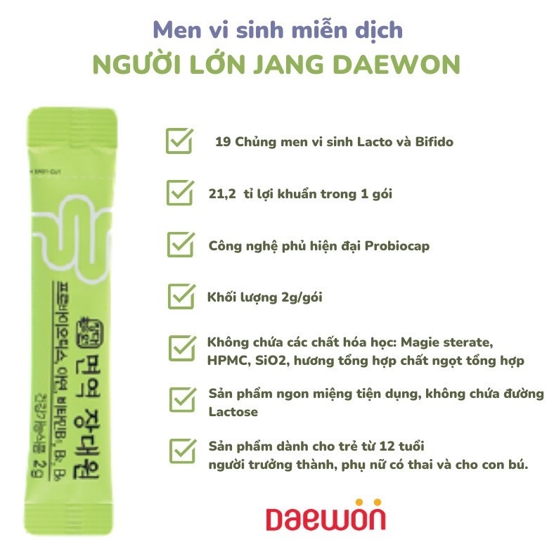 Men Vi Sinh Cho Cả Gia Đình Immune Jang Daewon Probiotics Bố Sung Lợi Khuẩn, Tốt Cho Tiêu Hóa
