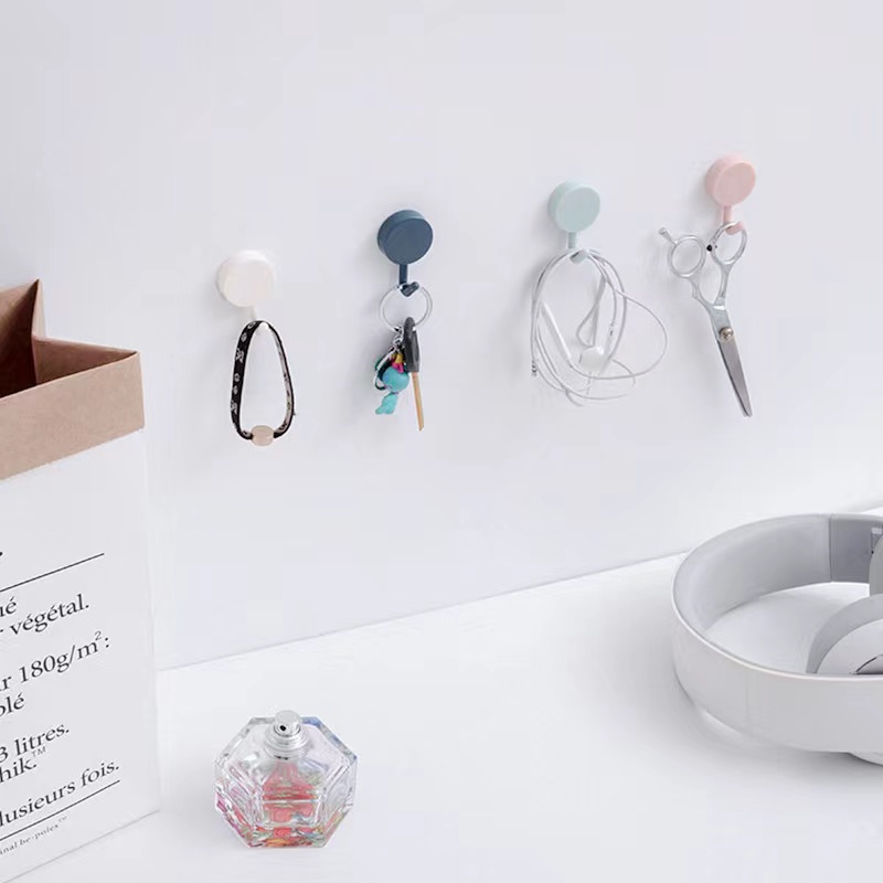 Móc Nhựa Tròn Dán Tường Treo Đồ Vật - Móc Gắn Tường Trang Trí Decor Nhà Cửa Nhiều Màu Sắc