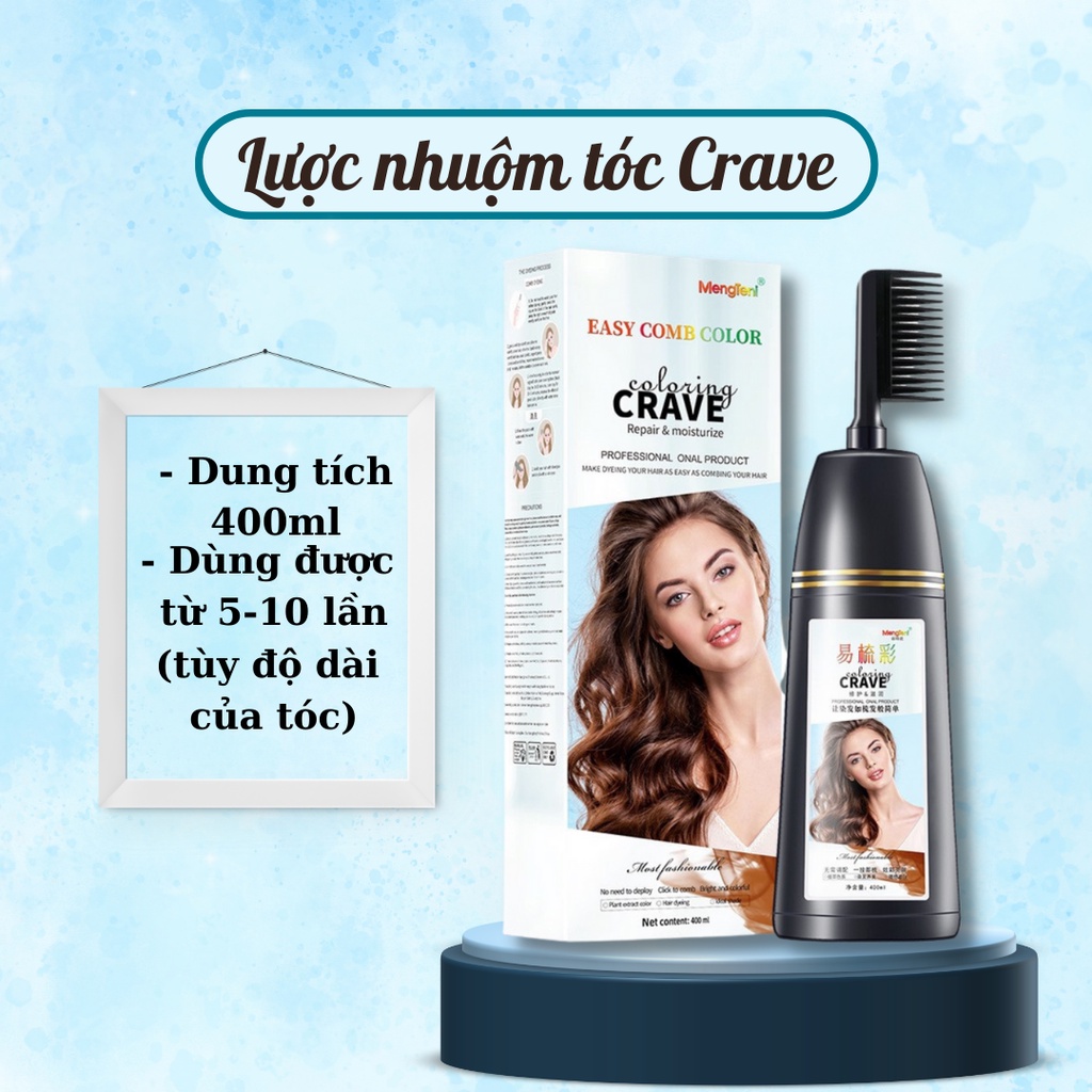 Lược nhuộm tóc màu Nâu Trà Sữa Coloring CRAVE không cần tẩy tóc hay nâng tone, lên màu từ nền đen chai 400ml