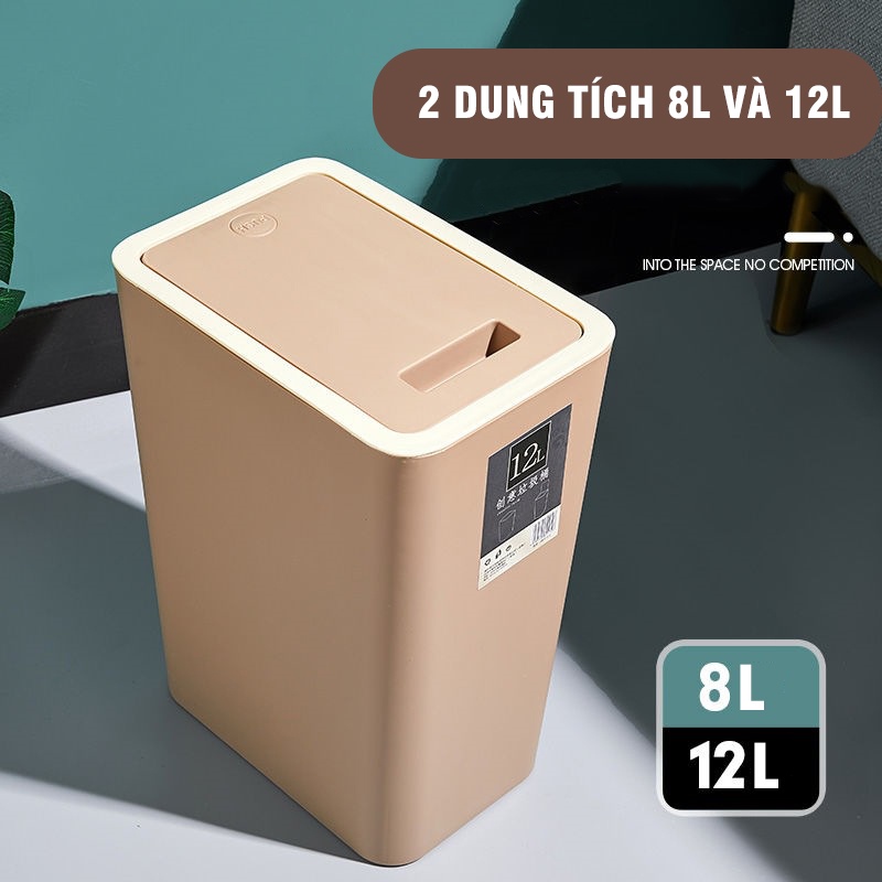 Thùng đựng rác thông minh- Thùng rác nhựa ABS an toàn INOHA R09 - 8 Lít
