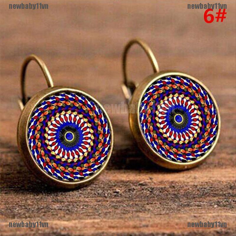 Khuyên Tai Nữ Trang Dáng Tròn Tạo Hình Bông Hoa Đính Đá Pha Lê Thời Trang