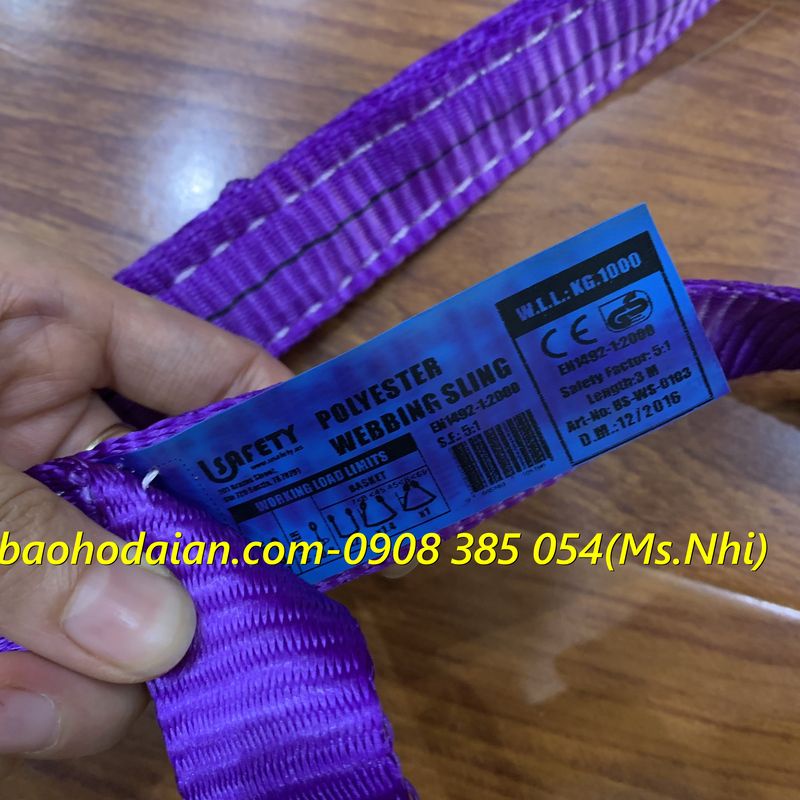 Dây cẩu hàng cáp vải bản 25mm thể trọng cẩu 1 tấn - chính hãng Usafety