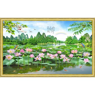 Tranh dán tường Phong cảnh thiên nhiên hồ sen UD0178