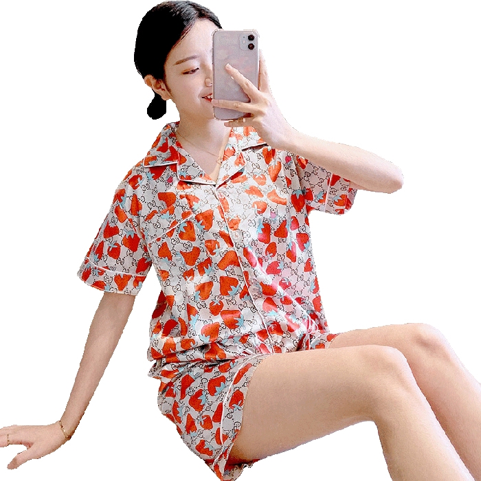 Pajamas female summer simulation silk Korean short sleeves can be worn outside home service suit | BigBuy360 - bigbuy360.vn