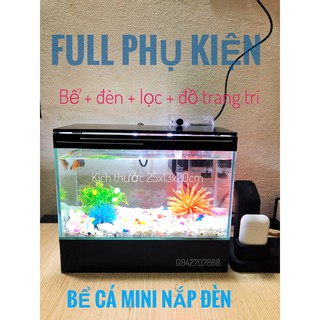 Bể cá cảnh 25cm - 30cm -40cm trang trí nhà cửa có đèn led