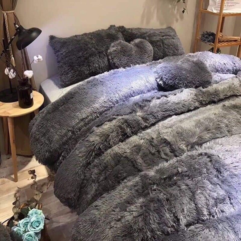 BỘ NỈ LÔNG TIM CAO CẤP NHẬP KHẨU 5 MÓN(TẶNG GỐI TIM TRANG TRÍ SIÊU XINH)