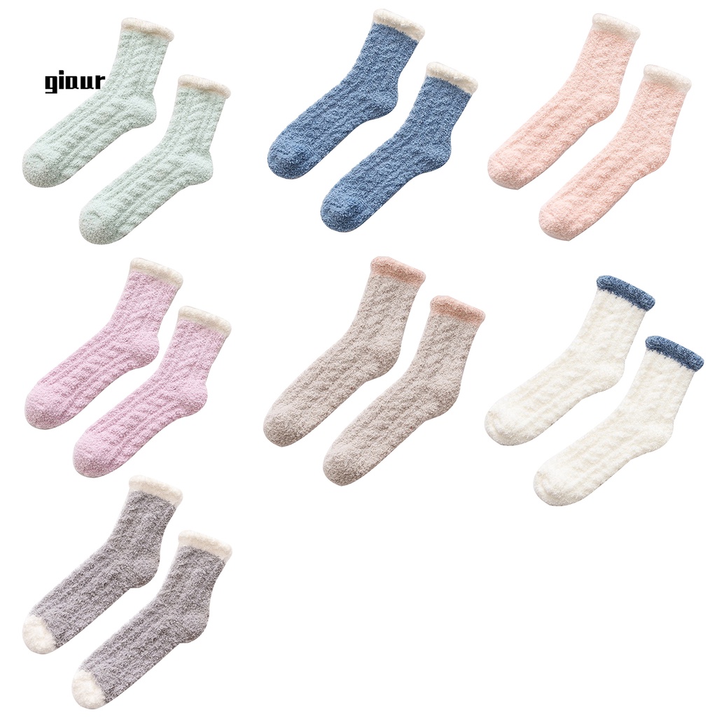 Giaurz Đôi vớ lông cừu san hô nhiều màu sắc phong cách giản dị