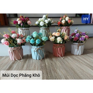 Bình hoa lụa trang trí phòng khách, bình hoa giả để bàn