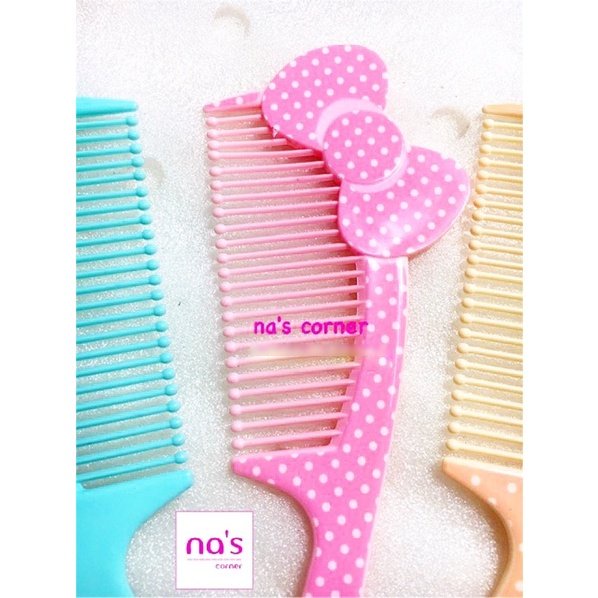 Lược nhựa dài 19cm cán cầm tay dễ thương nơ màu vintage