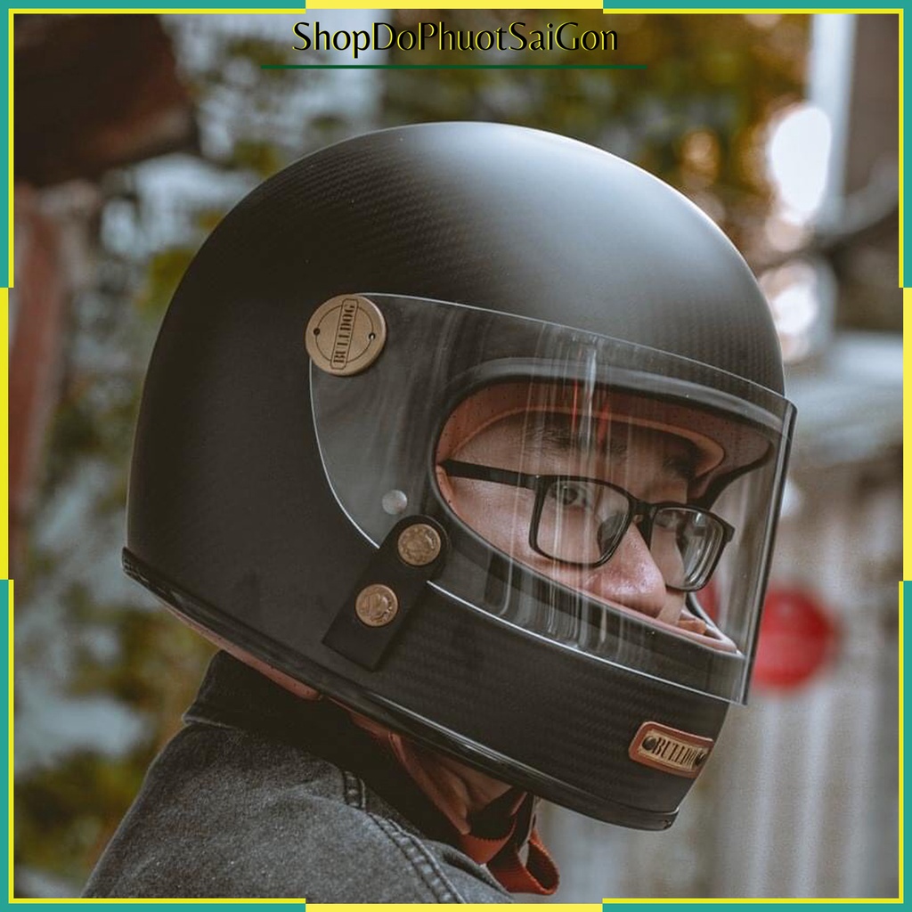 Mũ fullface Bulldog Classico Carbon cổ điển , classic siêu nhẹ