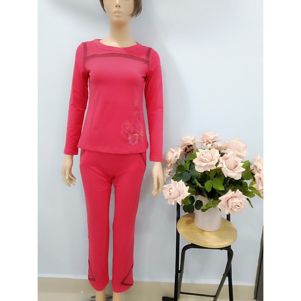 Bộ Cotton Winny cao cấp áo dài, quần dài AW 2444 | BigBuy360 - bigbuy360.vn