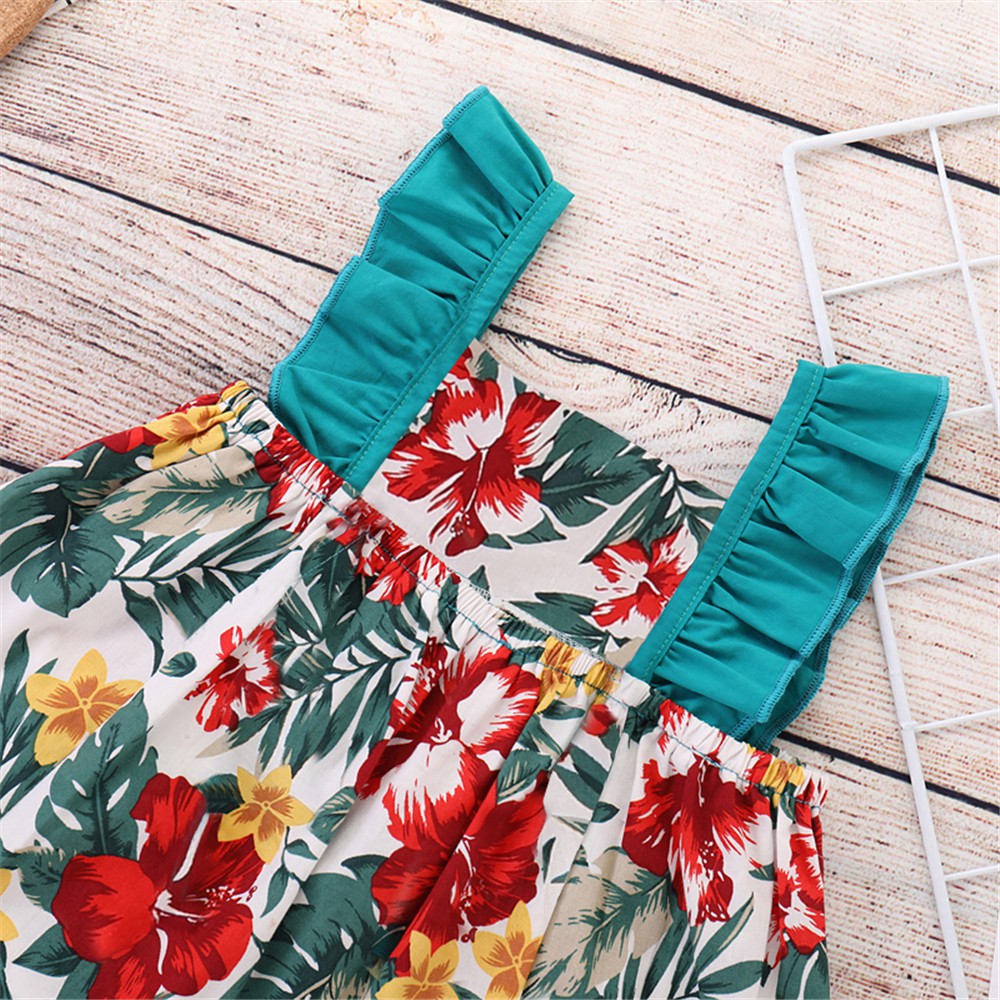 Set áo sát nách hoạ tiết hoa + quần dài Mikrdoo cho bé gái