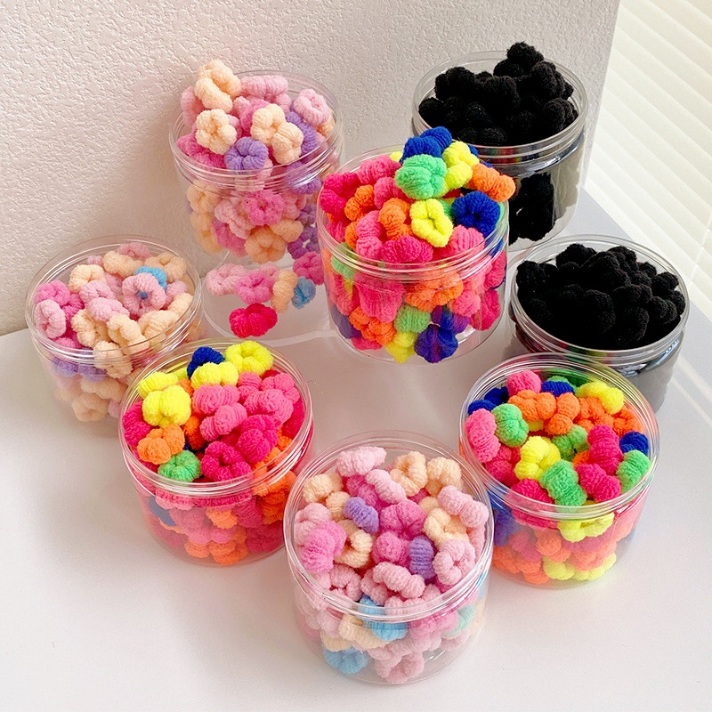 Set 100 Dây Buộc Tóc Mini Co Giãn Nhiều Màu Dễ Thương Cho Bé Gái