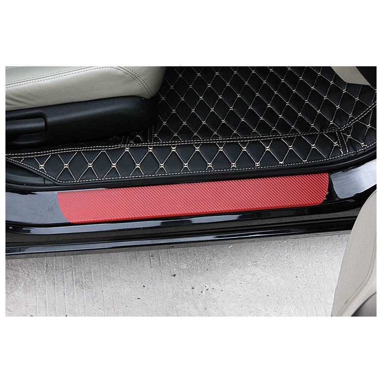 4 Tấm dán miếng dán decal đề can carbon chống xước bậc cửa ô tô xe hơi- MÀU ĐỎ:   SKU:238