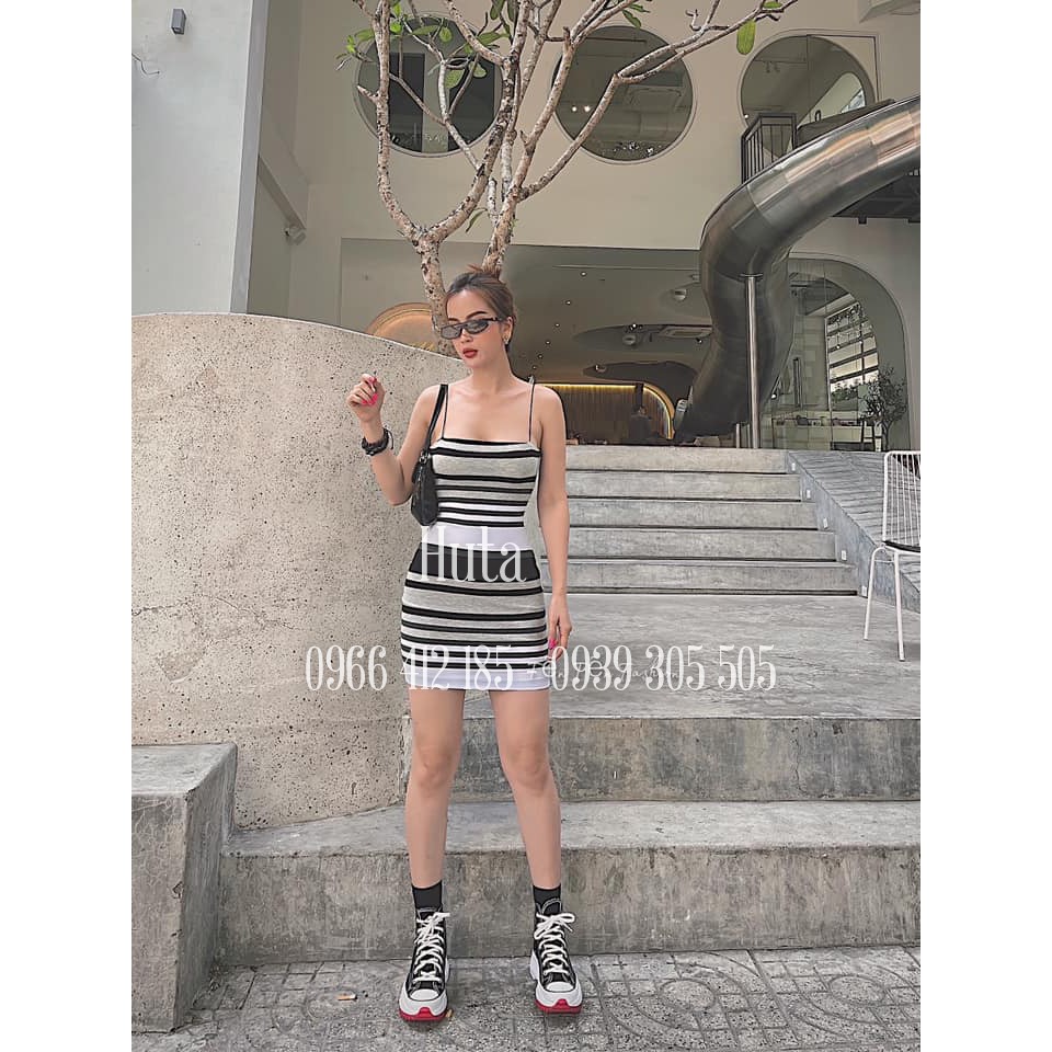[MẪU MỚI] Đầm body hai dây sọc cọng bún sexy(CÓ VIDEO THẬT) | BigBuy360 - bigbuy360.vn