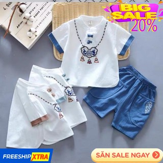Quần áo trẻ em,Set Đũi Cộc TayHàng Thêu Loại 1  mùa hè mặc siêu mát cho bé  SALE 30%+Miễn phí ship - Đũi Pots