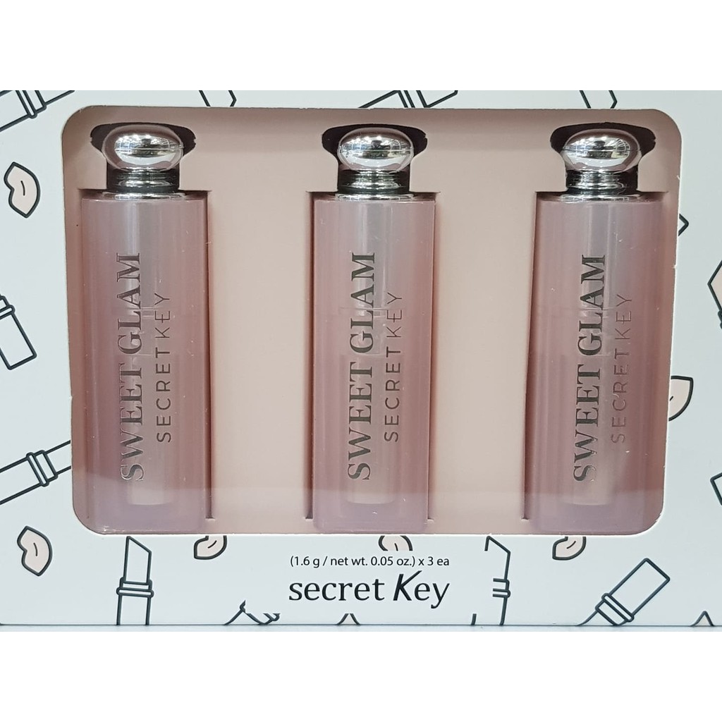 Bộ 3 Cây Son Dưỡng SECRET KEY SWEET GLAM Hàn Quốc