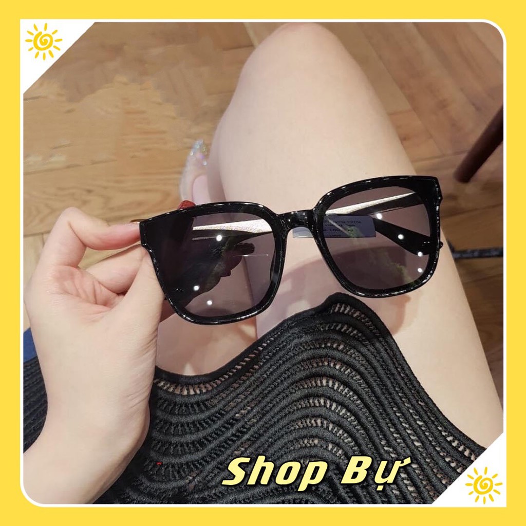 Kính râm 6035 kính râm thời trang nam nữ vuông đen chân vàng gọng tròn - Bự Store