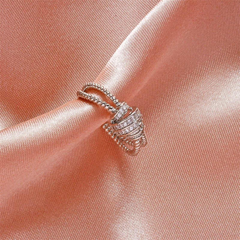 ins style cross-wrap open ring with diamond ring adjustable size