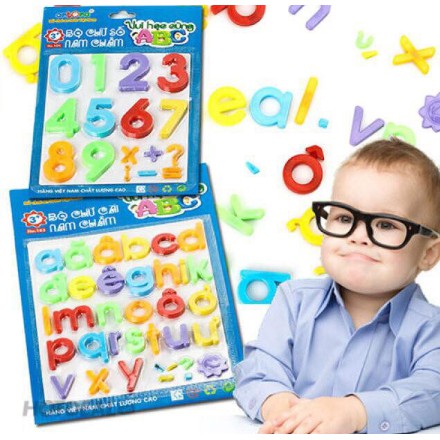 Bộ 3 Vỉ Học Chữ Cái Thường Chữ In Hoa Và Chữ Số Gắn Nam Châm Hàng Việt Nam