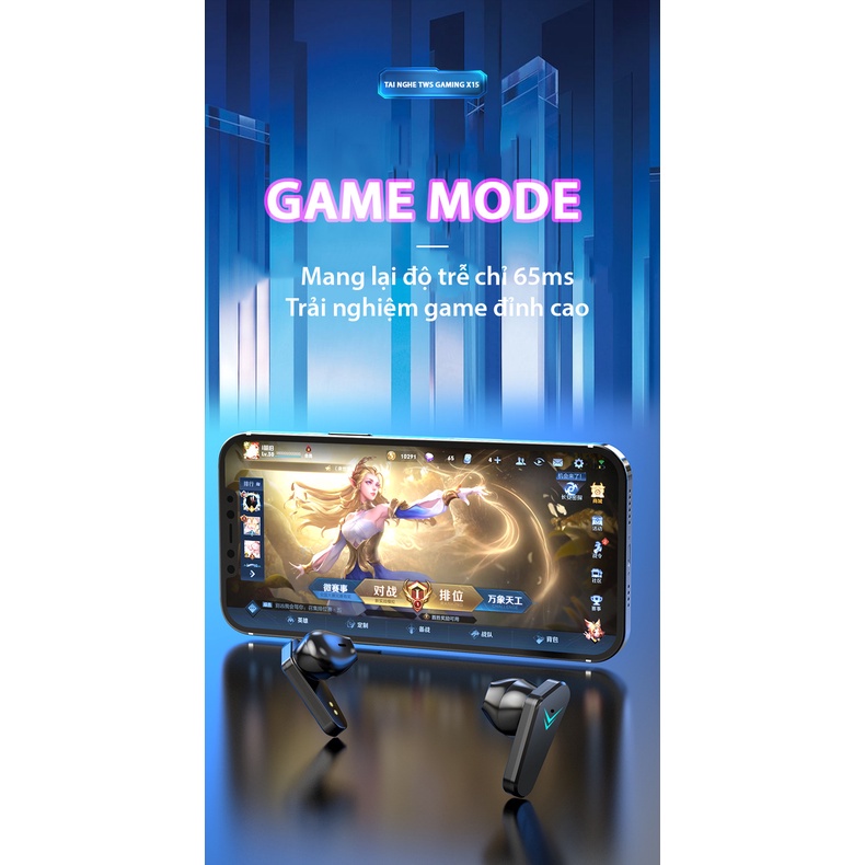 Tai Nghe Bluetooth GAMING Không Dây X15 TWS, Tai Nghe Chơi Game Không Có Độ Trễ Âm Thanh