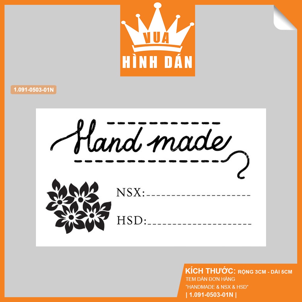 Set 50/100 nhãn dán HANDMADE kèm NGÀY SẢN XUẤT NSX, HẠN SỬ DỤNG HSD  - tem dán gói hàng dành cho shop