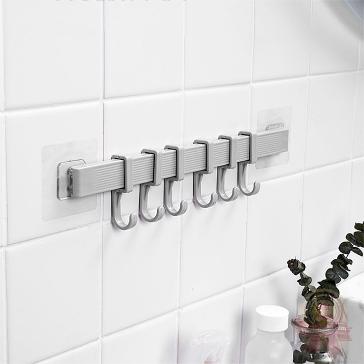 Thanh treo đồ 6 Móc treo quần áo dán tường khăn mặt đồ nhà tắm